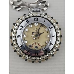Vintage Pin Pendant Watch Gems Ingraham Tower Small Second Dial Unique Runs